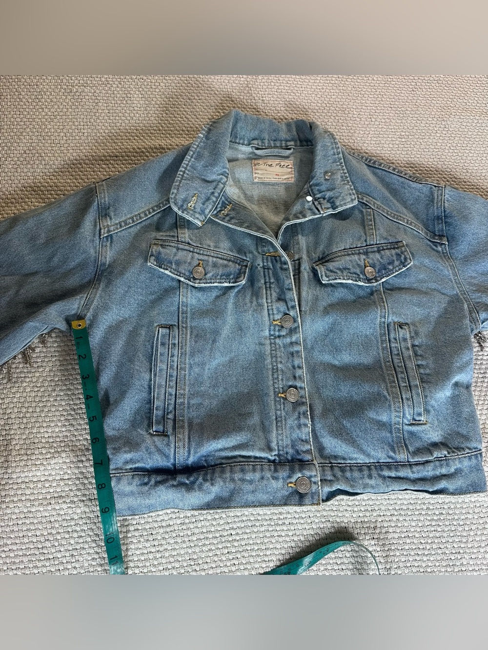 Free People Comet Denim Bomber Jacket - Size XS - Picture 9 of 9